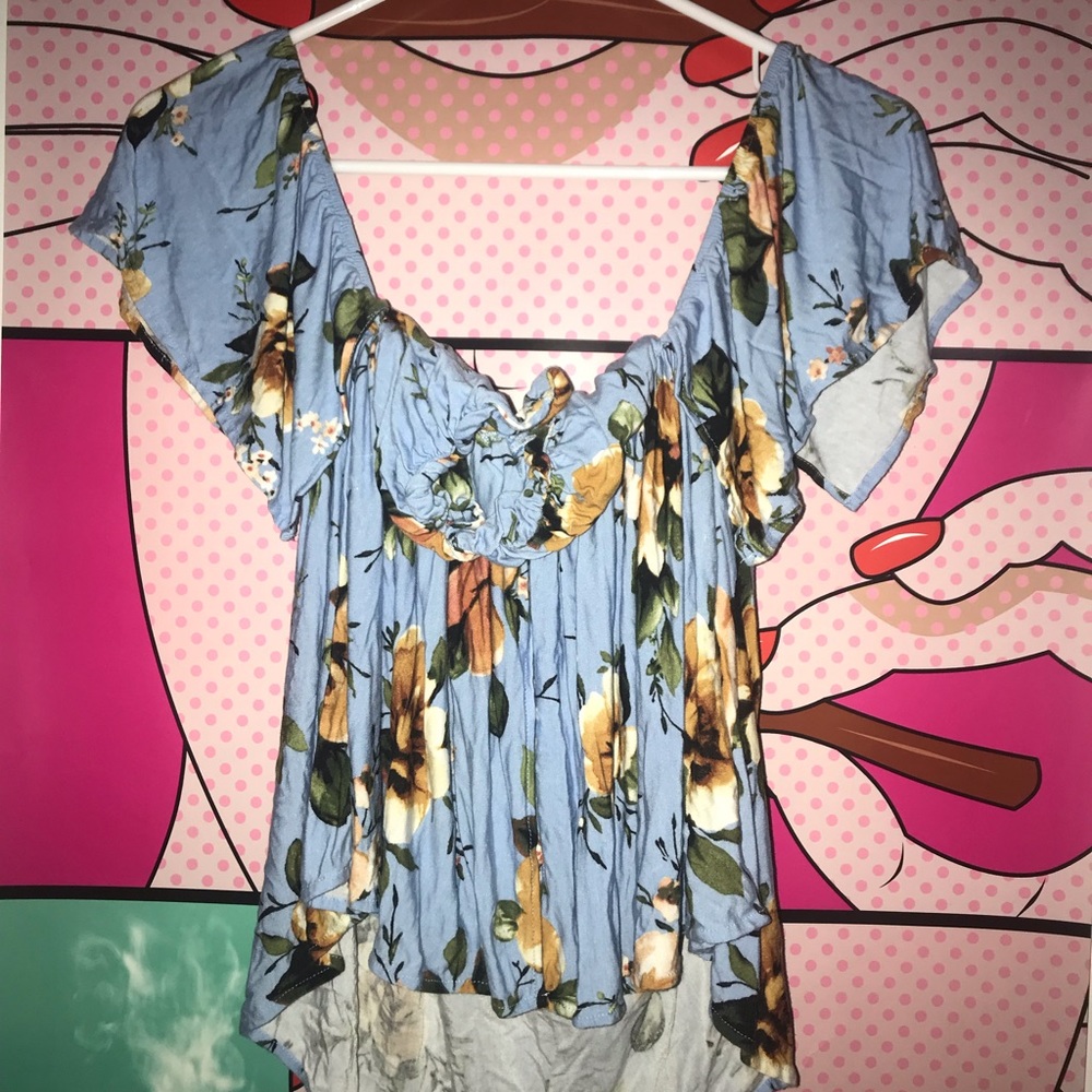 OOTDFASH floral off the shoulder top